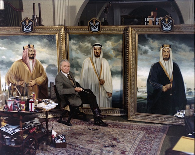 Vinciata with finished paintings of the three kings of Saudi Arabia